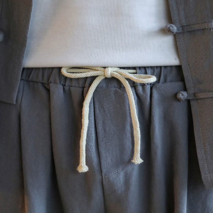 Buddha Stones 2点セット 禅唐装 メンズ カエルボタン 長袖 シャツ パンツ セット ポケット付き - image 13