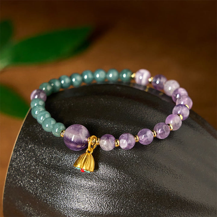 Buddha Stones天然ロータスアメジスト翡翠バランスブレスレット - image 2