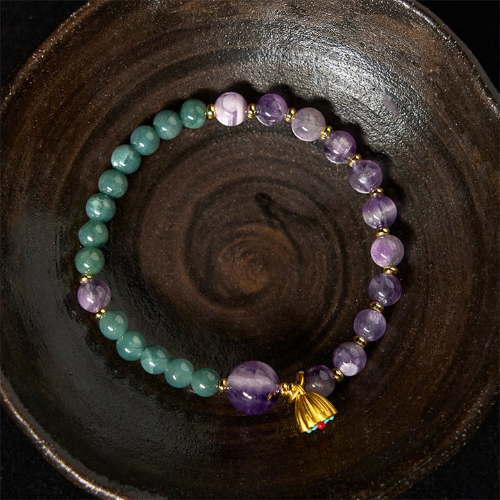 Buddha Stones天然ロータスアメジスト翡翠バランスブレスレット - image 3