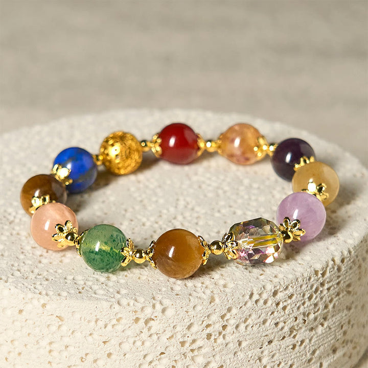 Buddha Stones天然敦煌産カラフルビーズアメジストラズライトバランスブレスレット - image 3