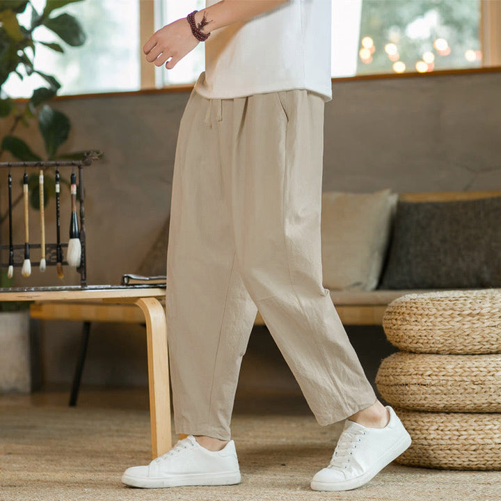 Buddha Stonesポケット付きメンズ サマーコットンパンツ - リネン - US/UK/AU46、 EU56 (5XL)  - image 0