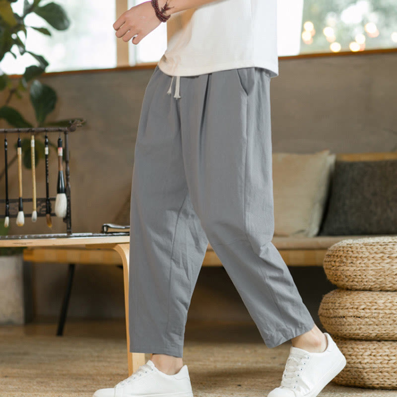 Buddha Stonesポケット付きメンズ サマーコットンパンツ - ライトグレー - US/UK/AU46、 EU56 (5XL)  - image 21