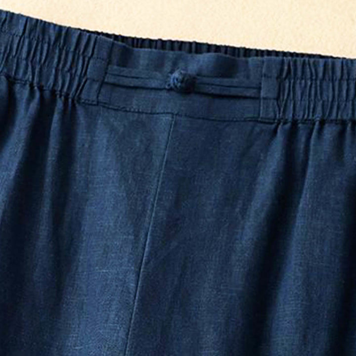 Buddha Stonesデイリー 無地 伸縮性ウエストバンド カエルボタン コットン レディース ワイドレッグパンツ ポケット付き - image 10