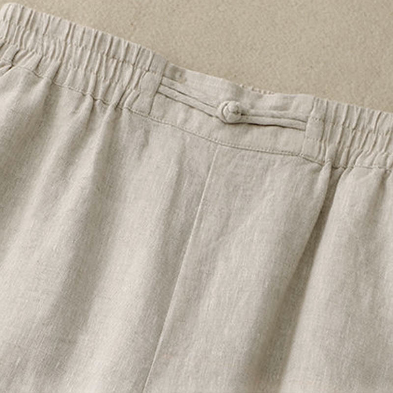 Buddha Stonesデイリー 無地 伸縮性ウエストバンド カエルボタン コットン レディース ワイドレッグパンツ ポケット付き - image 12