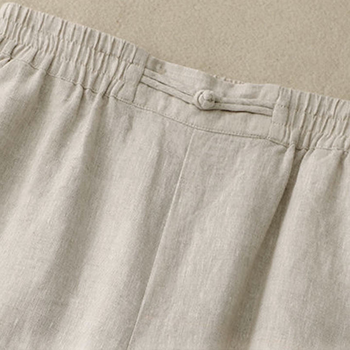 Buddha Stonesデイリー 無地 伸縮性ウエストバンド カエルボタン コットン レディース ワイドレッグパンツ ポケット付き - image 12