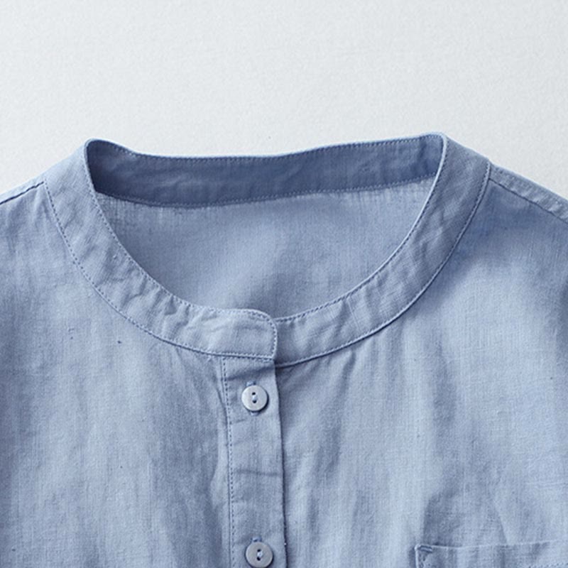 Buddha Stones無地ボタン七分袖シャツ - image 21