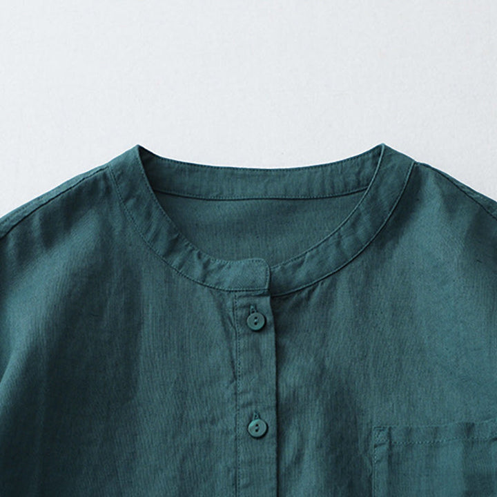 Buddha Stones無地ボタン七分袖シャツ - image 15