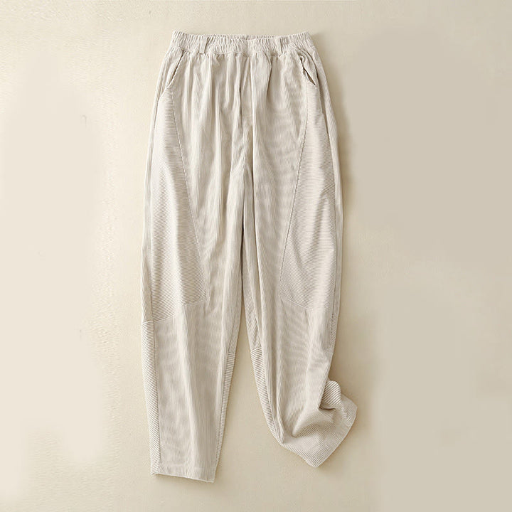 Buddha Stones Commute ヴィンテージプレーン レディース コーデュロイ コットン ハーレムパンツ ポケット付き - ベージュ - US8-10，UK/AU12-14，EU40-42 (2XL) - image 10