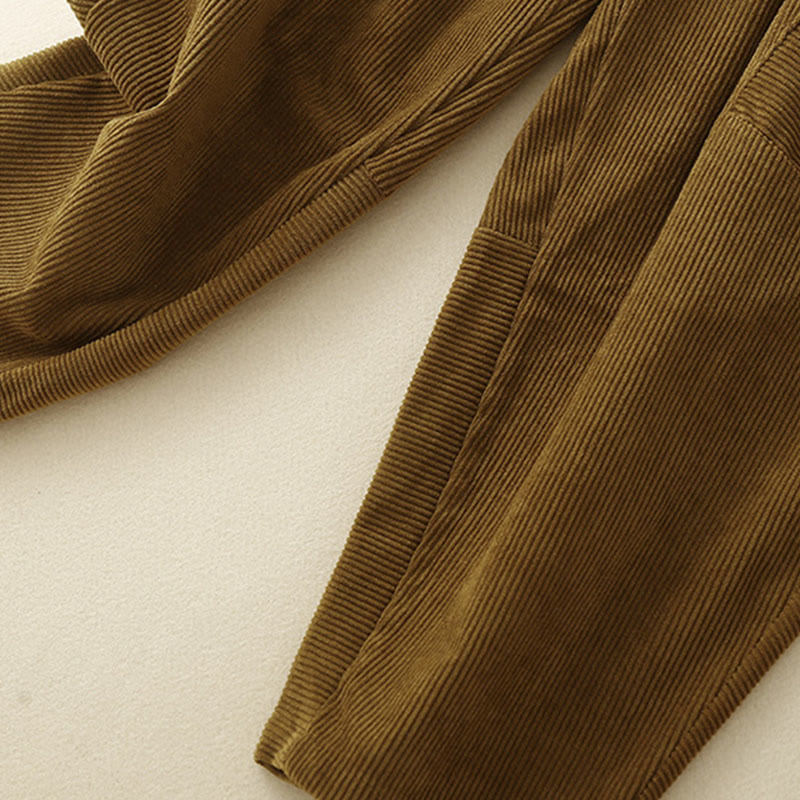 Buddha Stones Commute ヴィンテージプレーン レディース コーデュロイ ポリエステル ハーレムパンツ ポケット付き - image 20