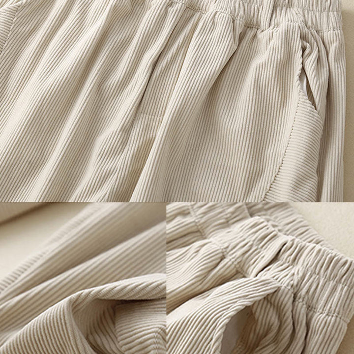 Buddha Stones Commute ヴィンテージプレーン レディース コーデュロイ ポリエステル ハーレムパンツ ポケット付き - image 13