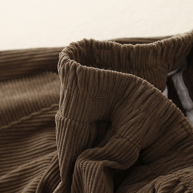 Buddha Stones Commute ヴィンテージプレーン レディース コーデュロイ コットン ハーレムパンツ ポケット付き - image 1