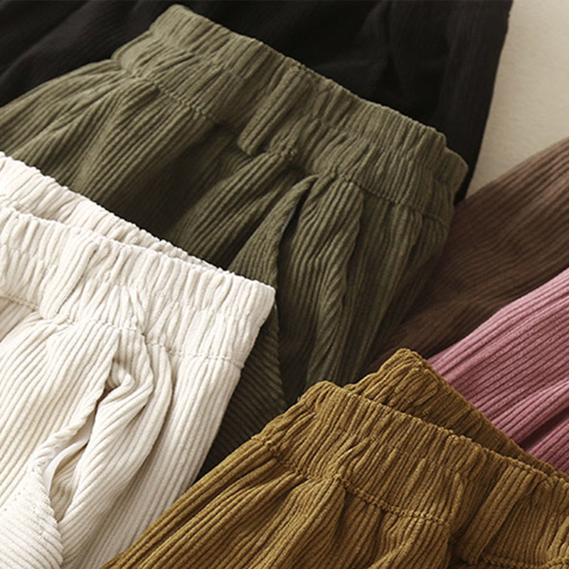 Buddha Stones Commute ヴィンテージプレーン レディース コーデュロイ コットン ハーレムパンツ ポケット付き - image 23