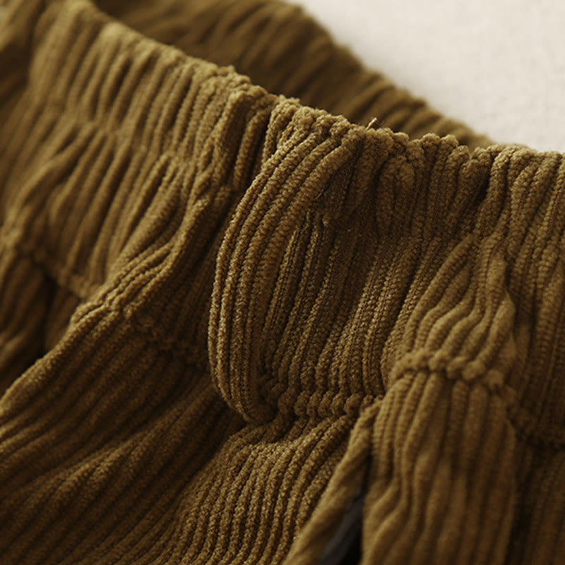 Buddha Stones Commute ヴィンテージプレーン レディース コーデュロイ コットン ハーレムパンツ ポケット付き - image 19