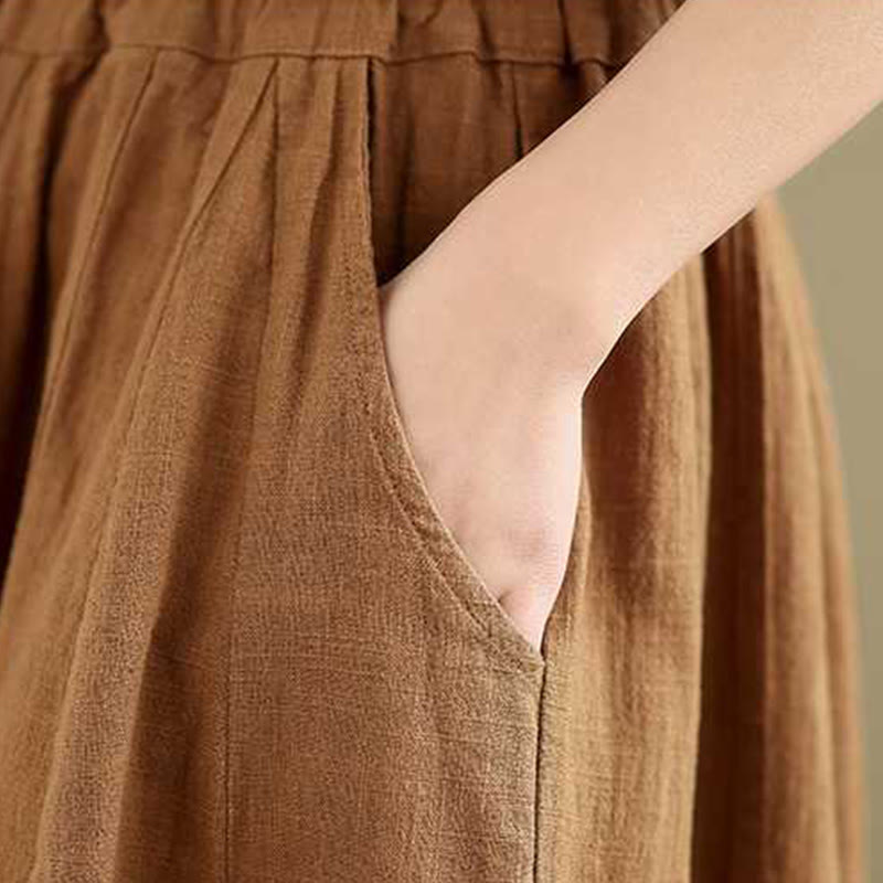 Buddha Stones春 カジュアル シンプルデザイン レディース コットンリネン ハーレムパンツ ポケット付き - image 7