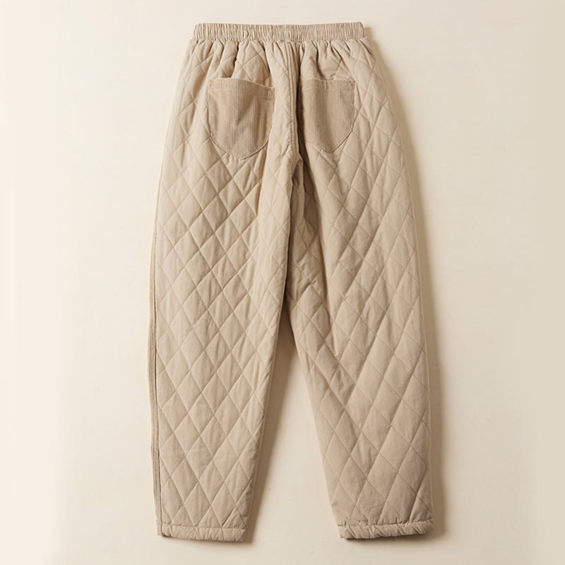 Buddha Stonesダイヤモンドキルティングデザイン サーマル レディース ハーレム コットンパンツ ポケット付き - image 10