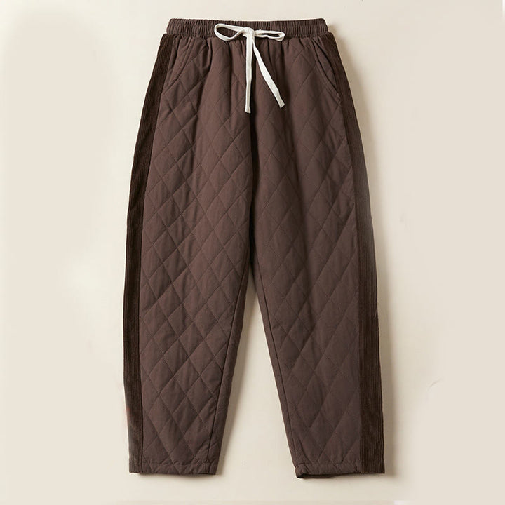 Buddha Stonesダイヤモンドキルティングデザイン サーマル レディース ハーレム コットンパンツ ポケット付き - サドルブラウン - US8-10，UK/AU12-14，EU40-42 (2XL) - image 18