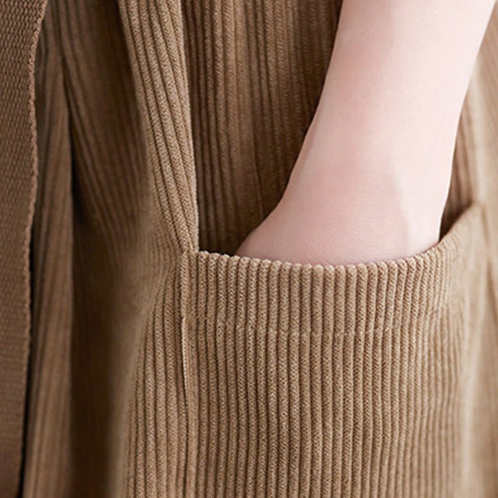 Buddha Stonesレトロ レディース ワイドレッグ 7-8丈 コーデュロイパンツ ポケット付き ベルト付き - image 9