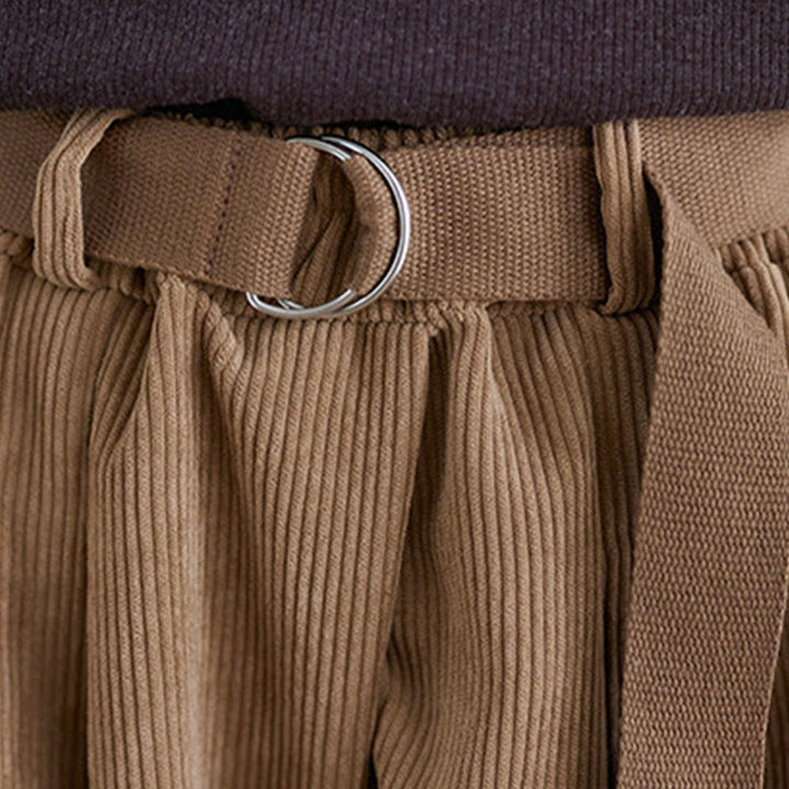 Buddha Stonesレトロ レディース ワイドレッグ 7-8丈 コーデュロイパンツ ポケット付き ベルト付き - image 7