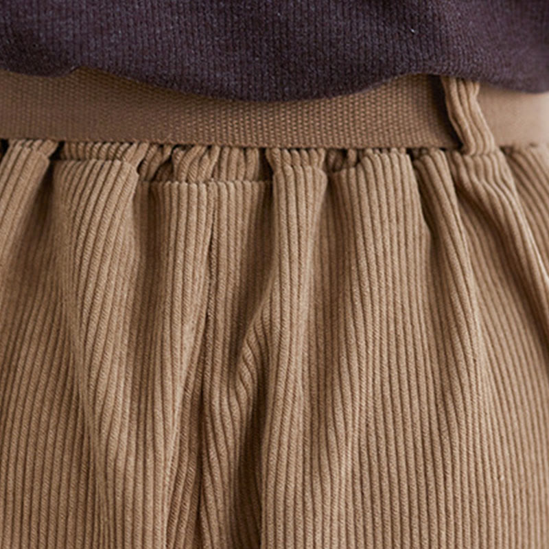 Buddha Stonesレトロ レディース ワイドレッグ 7-8丈 コーデュロイパンツ ポケット付き ベルト付き - image 8