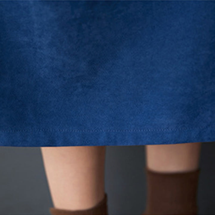 Buddha Stonesの無地ボタンデザイン サーマルコットンリネン 長袖ミディドレス ポケット付き - image 18