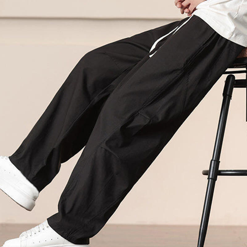 Buddha Stonesカジュアル ヴィンテージ 無地 ドローストリング メンズ カーゴパンツ ポケット付き - image 16