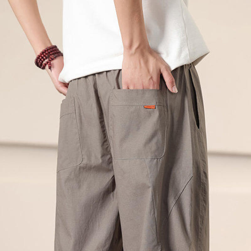 Buddha Stonesカジュアル ヴィンテージ 無地 ドローストリング メンズ カーゴパンツ ポケット付き - image 35