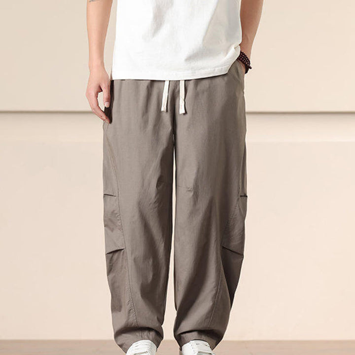 Buddha Stonesカジュアル ヴィンテージ 無地 ドローストリング メンズ カーゴパンツ ポケット付き - image 27