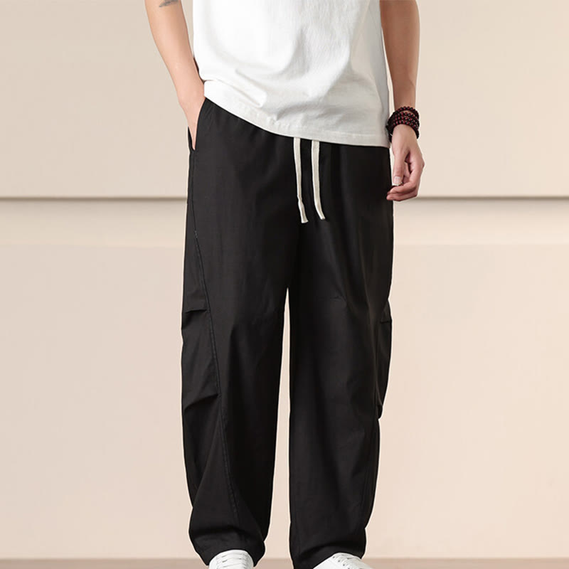 Buddha Stonesカジュアル ヴィンテージ 無地 ドローストリング メンズ カーゴパンツ ポケット付き - image 12