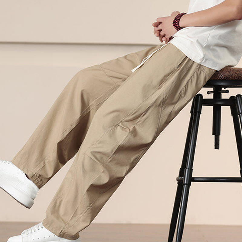 Buddha Stonesカジュアル ヴィンテージ 無地 ドローストリング メンズ カーゴパンツ ポケット付き - image 7