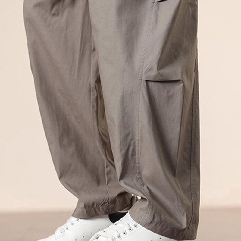 Buddha Stonesカジュアル ヴィンテージ 無地 ドローストリング メンズ カーゴパンツ ポケット付き - image 37