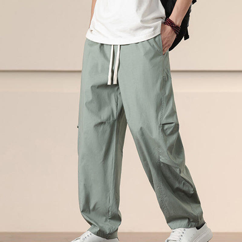 Buddha Stonesカジュアル ヴィンテージ 無地 ドローストリング メンズ カーゴパンツ ポケット付き - image 20