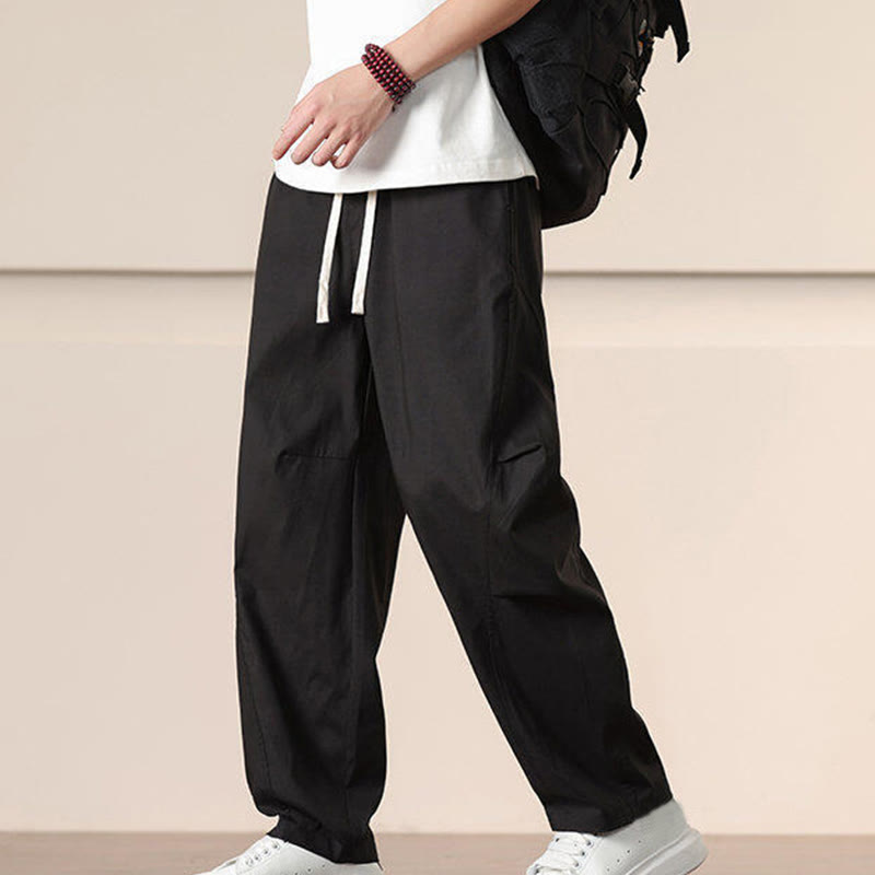 Buddha Stonesカジュアル ヴィンテージ 無地 ドローストリング メンズ カーゴパンツ ポケット付き - image 13