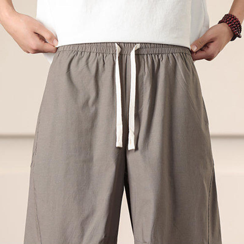 Buddha Stonesカジュアル ヴィンテージ 無地 ドローストリング メンズ カーゴパンツ ポケット付き - image 34