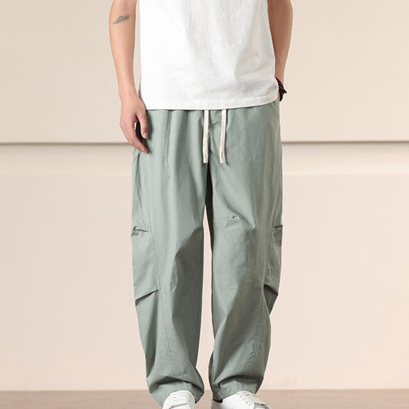 Buddha Stonesカジュアル ヴィンテージ 無地 ドローストリング メンズ カーゴパンツ ポケット付き - image 21