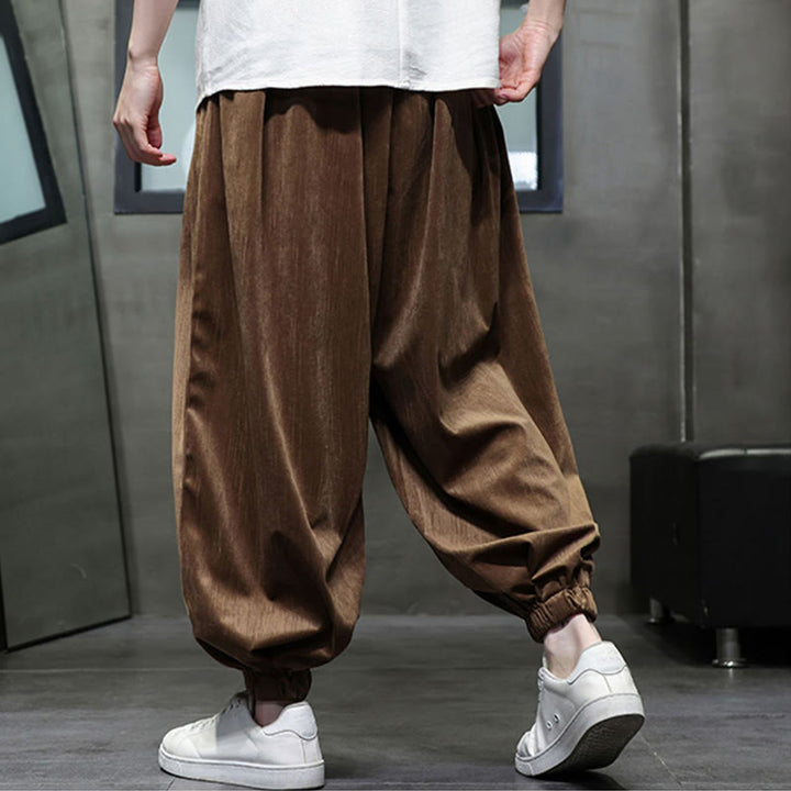 Buddha Stonesカジュアル デイリー ピュアカラー ドローストリングデザイン メンズ ハーレムパンツ ポケット付き - image 16