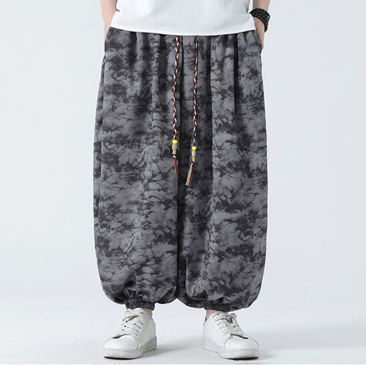 Buddha Stonesレトロ カジュアル ドローストリングデザイン 花柄 メンズ ハーレムパンツ ポケット付き - image 13