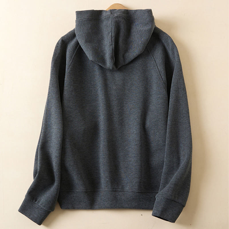 Buddha Stonesのシンプルなボタンが付いた、ポケット付きのレディースフード付きジャケット - image 1