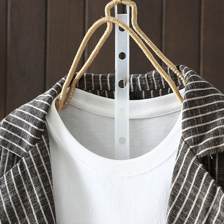 Buddha Stonesスプライシングストライプ レディース コットンリネン ジャケット ポケット付き - image 2