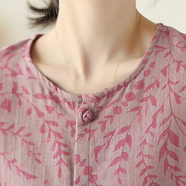 ポケット付きBuddha Stonesリーフプリントレディースジャケット - image 11