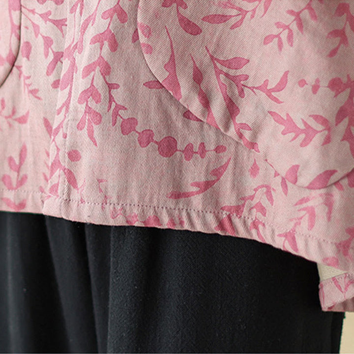 ポケット付きBuddha Stonesリーフプリントレディースジャケット - image 16