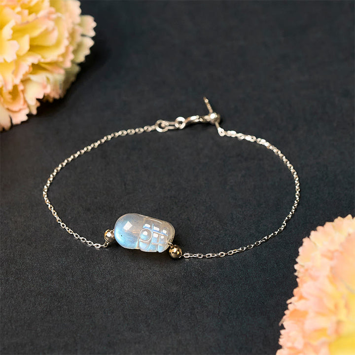 Buddha Stones 925スターリングシルバーPiXiuムーンストーン ヒーリングブレスレット - image 2