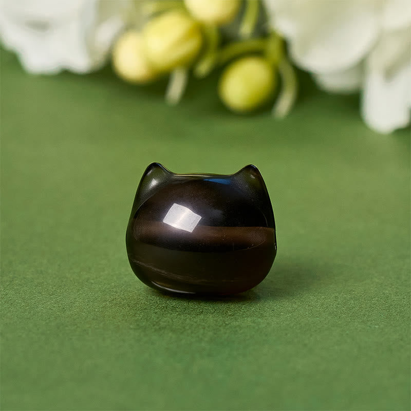 Buddha Stones925スターリングシルバー 猫 天然氷オブシディアン幸運を呼ぶブレスレット - image 9