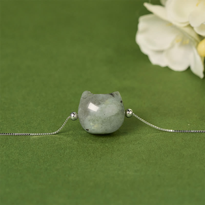 Buddha Stones 925スターリングシルバー 顔のない猫の頭 天然ラブラドライト ヒーリングブレスレット - image 2