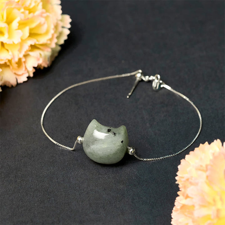 Buddha Stones 925スターリングシルバー 顔のない猫の頭 天然ラブラドライト ヒーリングブレスレット - image 2