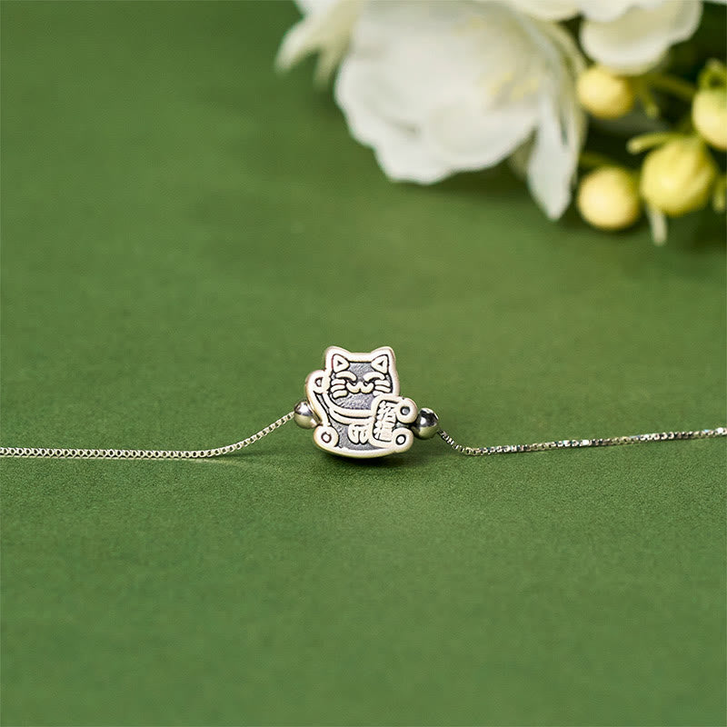 Buddha Stones999スターリングシルバー幸運繁栄キャット 925スターリングシルバー チェーン守護ブレスレット - image 2