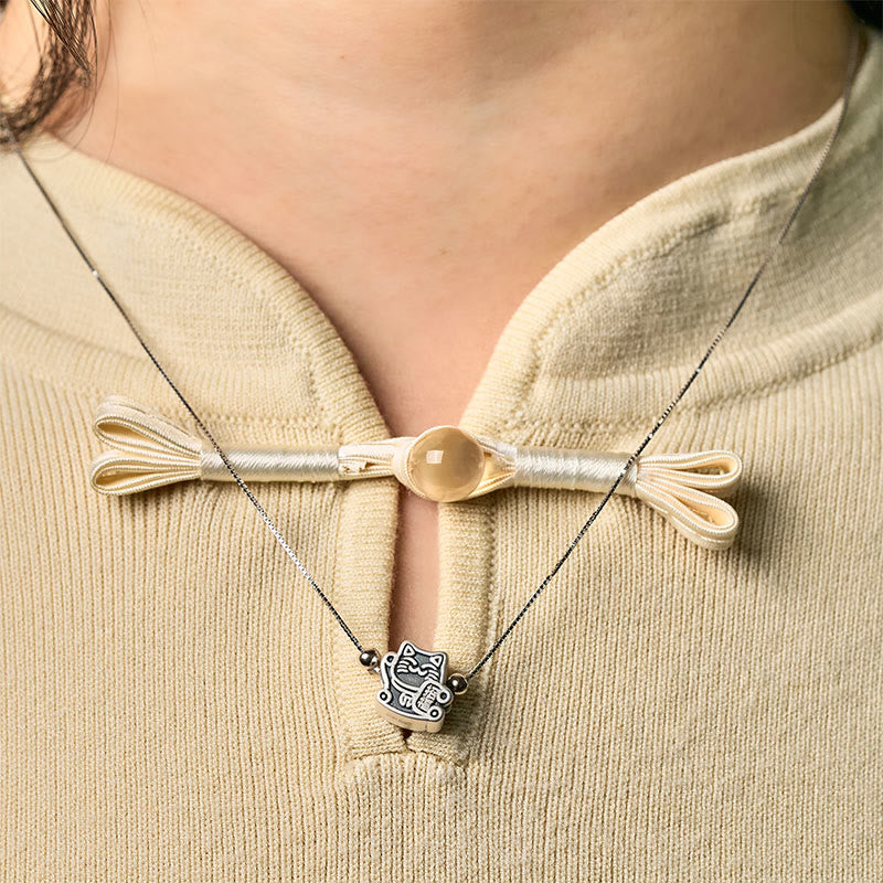 Buddha Stones999スターリングシルバー幸運繁栄の猫の守護 925スターリングシルバー チェーンネックレスペンダント - image 7