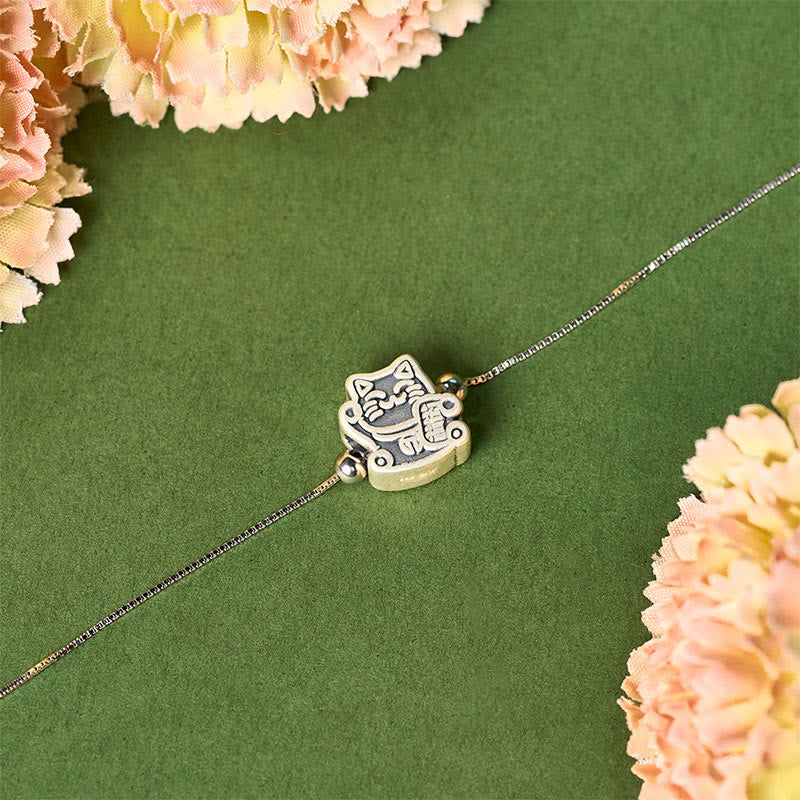 Buddha Stones999スターリングシルバー幸運繁栄の猫の守護 925スターリングシルバー チェーンネックレスペンダント - image 2