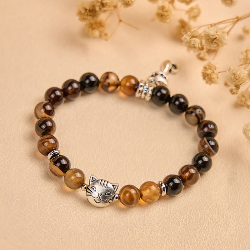 Buddha Stonesチョコレートシャム猫 ダークブラウン ストライプ守護ブレスレット - image 1