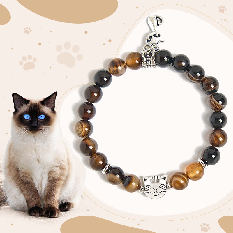 Buddha Stonesチョコレートシャム猫 ダークブラウン ストライプ守護ブレスレット - チョコレートシャム猫（手首周り15～16cm） - image 0