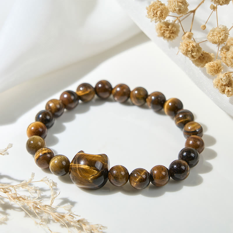 Buddha Stonesかわいい猫タイガーアイパワービーズブレスレット - image 3